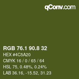 Color code: RGB 76.1 90.8 32 | qconv.com