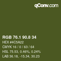 カラーコード: RGB 76.1 90.8 34 | qconv.com