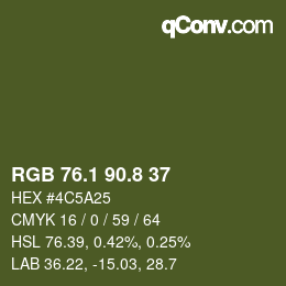 Color code: RGB 76.1 90.8 37 | qconv.com