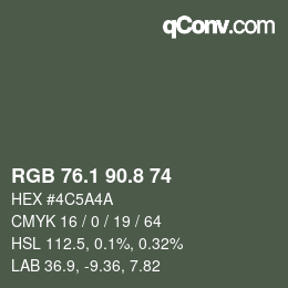 Color code: RGB 76.1 90.8 74 | qconv.com