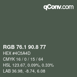 カラーコード: RGB 76.1 90.8 77 | qconv.com