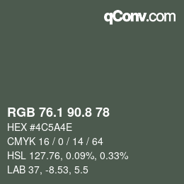 Color code: RGB 76.1 90.8 78 | qconv.com