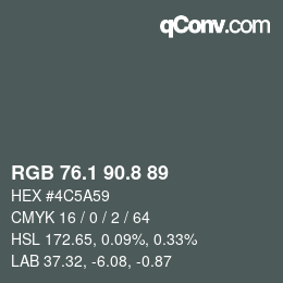 Color code: RGB 76.1 90.8 89 | qconv.com
