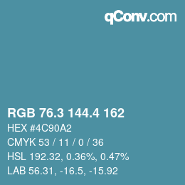カラーコード: RGB 76.3 144.4 162 | qconv.com