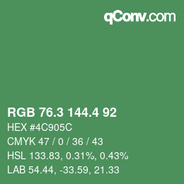カラーコード: RGB 76.3 144.4 92 | qconv.com