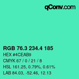 カラーコード: RGB 76.3 234.4 185 | qconv.com