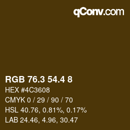 カラーコード: RGB 76.3 54.4 8 | qconv.com