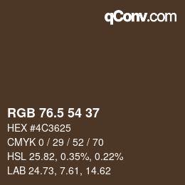 Farbcode: RGB 76.5 54 37 | qconv.com