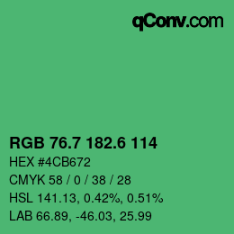 カラーコード: RGB 76.7 182.6 114 | qconv.com