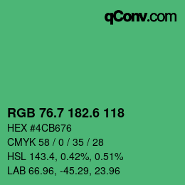 カラーコード: RGB 76.7 182.6 118 | qconv.com