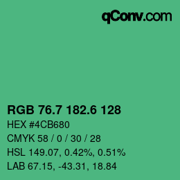 カラーコード: RGB 76.7 182.6 128 | qconv.com
