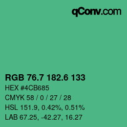 カラーコード: RGB 76.7 182.6 133 | qconv.com