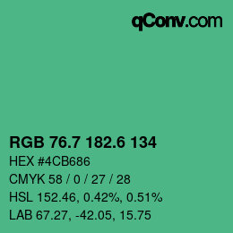 カラーコード: RGB 76.7 182.6 134 | qconv.com
