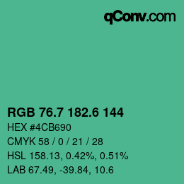 カラーコード: RGB 76.7 182.6 144 | qconv.com