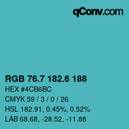 カラーコード: RGB 76.7 182.6 188 | qconv.com