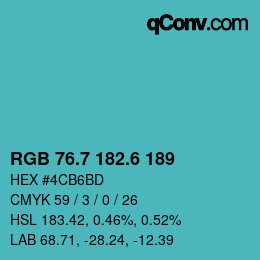 カラーコード: RGB 76.7 182.6 189 | qconv.com