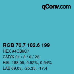 カラーコード: RGB 76.7 182.6 199 | qconv.com