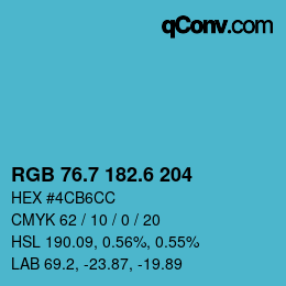 カラーコード: RGB 76.7 182.6 204 | qconv.com