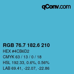 カラーコード: RGB 76.7 182.6 210 | qconv.com