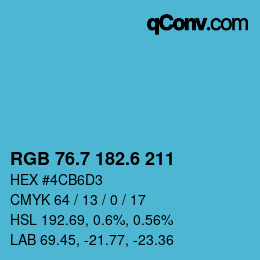 カラーコード: RGB 76.7 182.6 211 | qconv.com