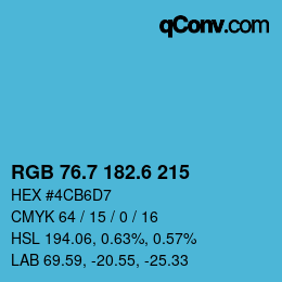 カラーコード: RGB 76.7 182.6 215 | qconv.com