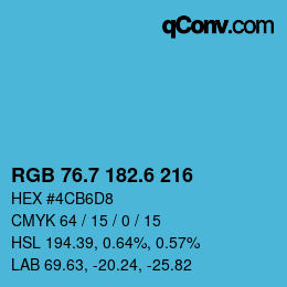 カラーコード: RGB 76.7 182.6 216 | qconv.com