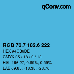 カラーコード: RGB 76.7 182.6 222 | qconv.com
