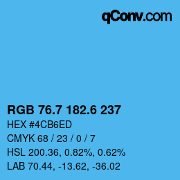 カラーコード: RGB 76.7 182.6 237 | qconv.com