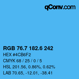 カラーコード: RGB 76.7 182.6 242 | qconv.com