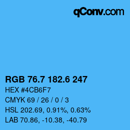 カラーコード: RGB 76.7 182.6 247 | qconv.com