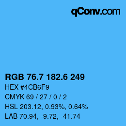 カラーコード: RGB 76.7 182.6 249 | qconv.com