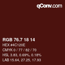 カラーコード: RGB 76.7 18 14 | qconv.com
