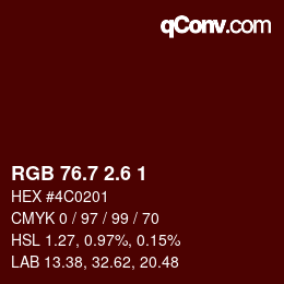 カラーコード: RGB 76.7 2.6 1 | qconv.com