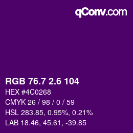 カラーコード: RGB 76.7 2.6 104 | qconv.com