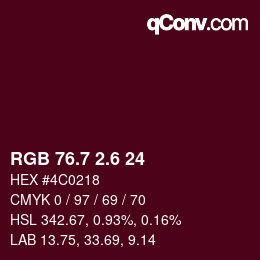 カラーコード: RGB 76.7 2.6 24 | qconv.com