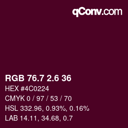 カラーコード: RGB 76.7 2.6 36 | qconv.com