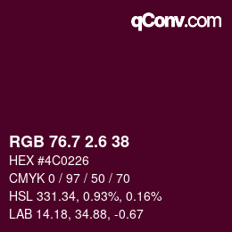 カラーコード: RGB 76.7 2.6 38 | qconv.com