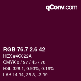 カラーコード: RGB 76.7 2.6 42 | qconv.com
