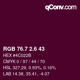 カラーコード: RGB 76.7 2.6 43 | qconv.com