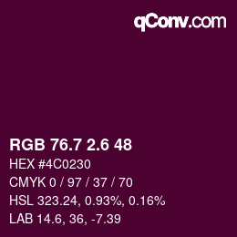 カラーコード: RGB 76.7 2.6 48 | qconv.com