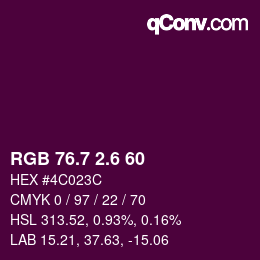 カラーコード: RGB 76.7 2.6 60 | qconv.com