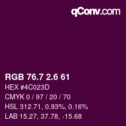 カラーコード: RGB 76.7 2.6 61 | qconv.com