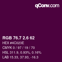 カラーコード: RGB 76.7 2.6 62 | qconv.com