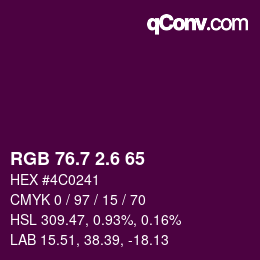 カラーコード: RGB 76.7 2.6 65 | qconv.com