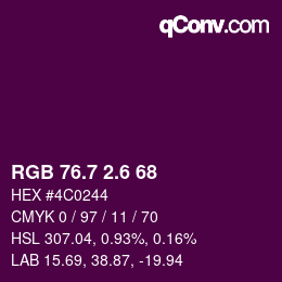 カラーコード: RGB 76.7 2.6 68 | qconv.com
