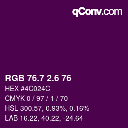 カラーコード: RGB 76.7 2.6 76 | qconv.com