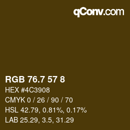カラーコード: RGB 76.7 57 8 | qconv.com