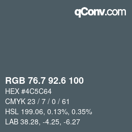 カラーコード: RGB 76.7 92.6 100 | qconv.com