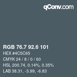 カラーコード: RGB 76.7 92.6 101 | qconv.com