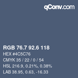 カラーコード: RGB 76.7 92.6 118 | qconv.com
